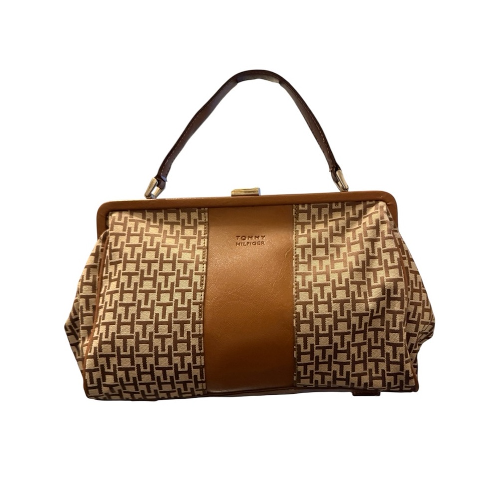 Tommy Hilfiger Brown and Tan Handbag with Classic Signature Design